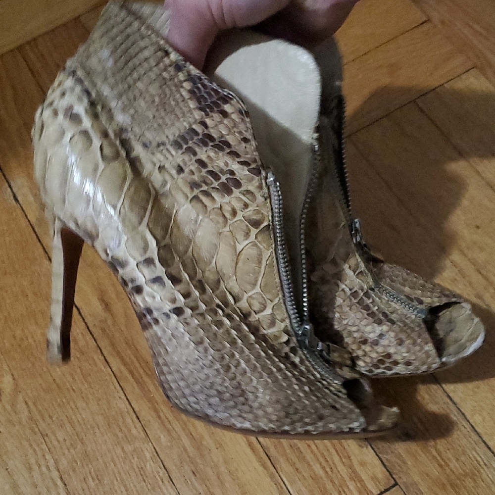 Stylish Snakeskin Peep-Toe Ankle Boots